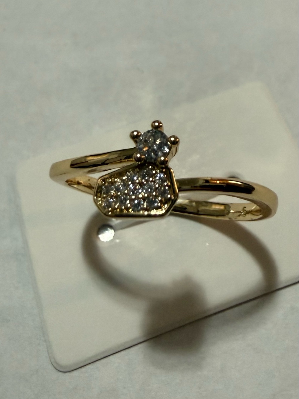 14k Gold Electroplated with Small Cz Stones Stackable Ring